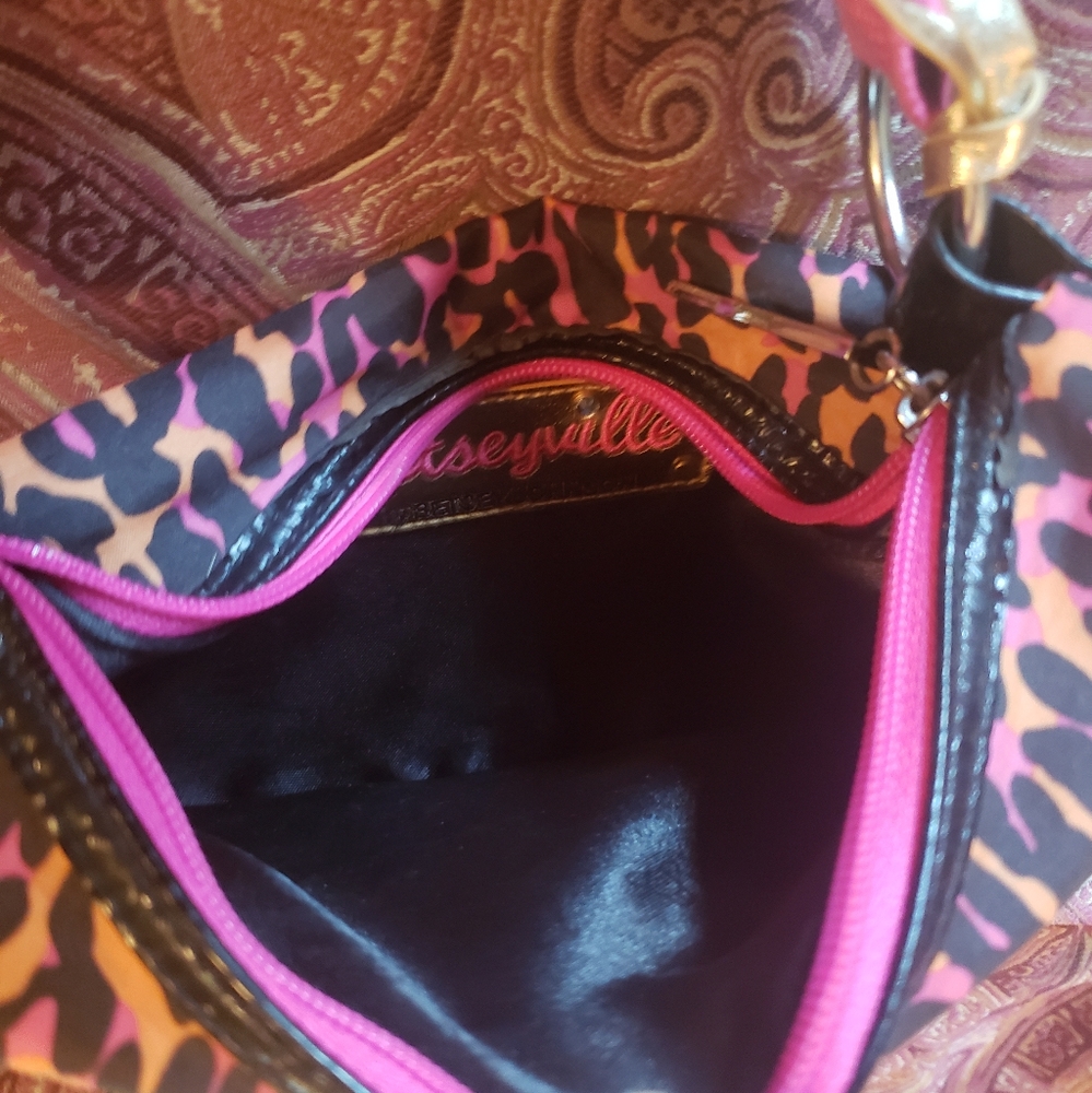 Betseyville by Betsey Johnson orange pink leopard print hobo purse shoulder bag - Picture 5 of 5